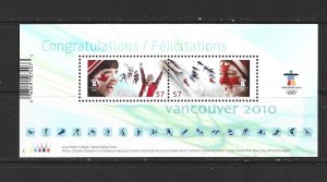 CANADA - 2010 CELEBRATING THE OLYMPIC SPIRIT SOUVENIR SHEET - SCOTT 2373 - MNH