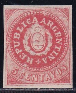 Argentina 1862 Sc 5d SCV  150.00 Stamp MH