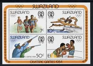 SWAZILAND - 1984 - Los Angeles Olympics - Perf Min Sheet - Mint Never Hinged