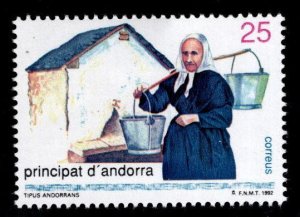 Andorra  (Spanish) Scott 216 MNH** Woman with water pails  1992 stamp