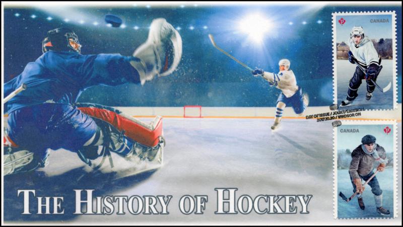 CA17-051, 2017, History of Hockey, Dual Stamps, Day of Issue, FDC