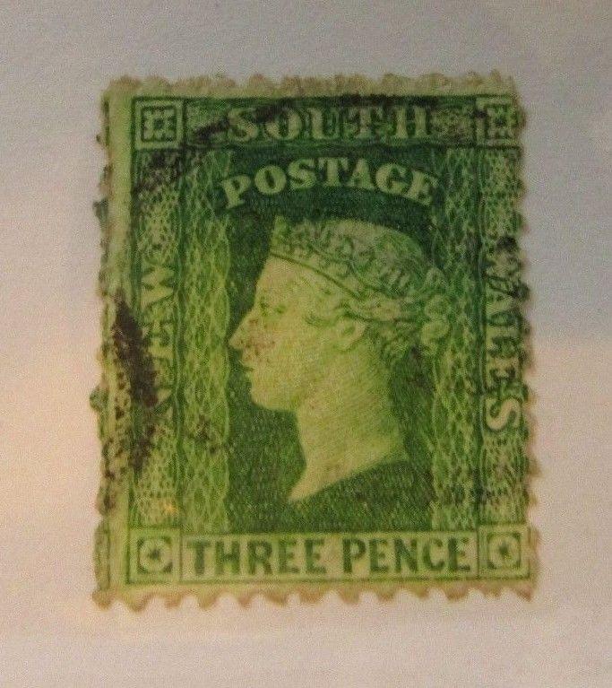 New South Wales SC #63g Pf. 12 used three pence stamp