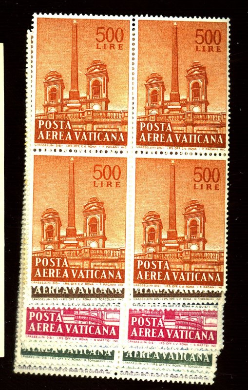 VATICAN CITY #C36-44 MINT BLOCKS FVF NH Cat $11