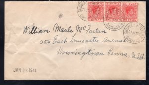 Bahamas 1941 cover from Shirley St. Post Office to PA franked 3 x 1p, Scott 101