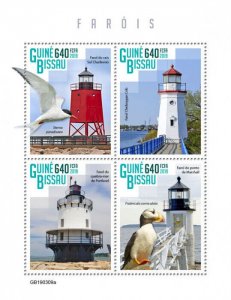 Guinea-Bissau 2019 MNH Lighthouses Stamps Marshall Point Lighthouse Puffin 4v MS