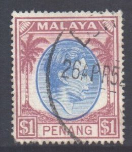 Malaya Penang Scott 20 - SG20, 1949 George VI $1 used