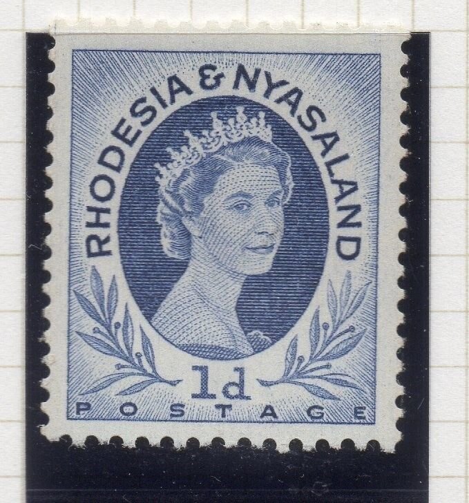 Rhodesia & Nyasaland 1954 QEII Early Issue Fine Mint Hinged 1d. 075710