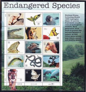 US 3105 MNH 32¢ ENDANGERED SPECIES Full Pane of 15 Very Fine