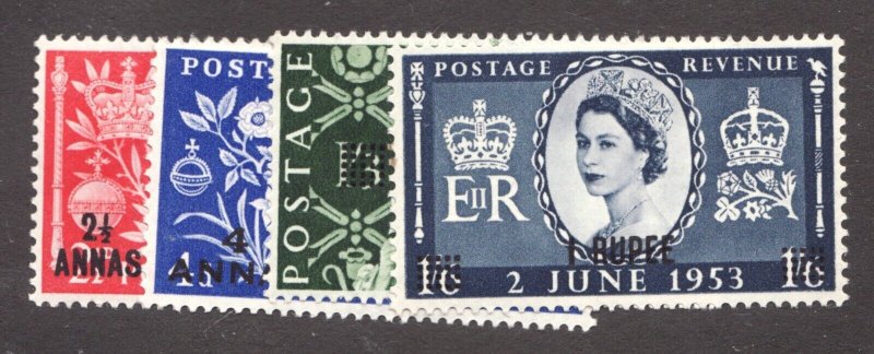 1953 Muscat Oman Sc# 52-55 , QEII Coronation postage stamp set. MNH Cv$14.25