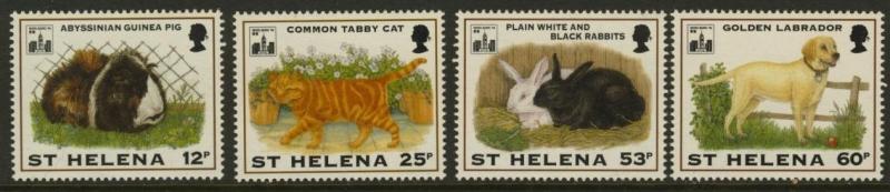 St Helena 619-22 MNH Pets, Animals, Cat, Dog, Rabbit, Guinea Pig