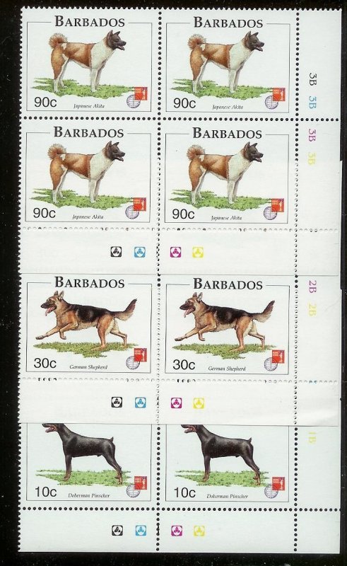 BARBADOS Large stamp accumulation Most MNH plate blocks gutter pairs Much value!