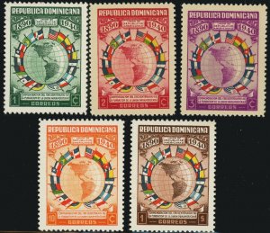 Dominican Republic #351-355 Pan American Union postage Stamps 1940 Mint LH OG