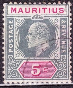 MAURITIUS 1910 KEDVII 5 Cents Grey & Carmine SG185 FU