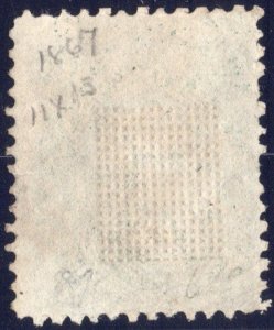1867 used 10c green Washington with E-grill SC89