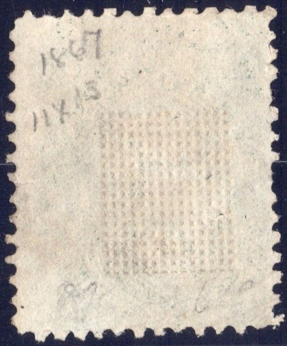 1867 used 10c green Washington with E-grill SC89