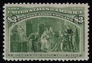 Scott #243 - $1,400.00 – F/VF-OG-HR – Phenomenal FRESH color. Handsome example!