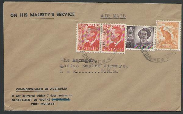 PAPUA NEW GUINEA Australia period 1952 cover Port Moresby to Lae...........25792