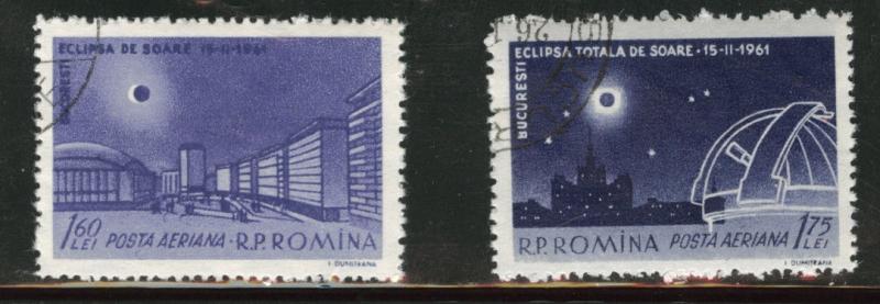 ROMANIA Scott C9106-7 used CTO Airmail eclipse set 1961