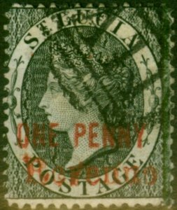 St Lucia 1883 1d Black Revenue Words 15.5mm SGF24 Fine Used