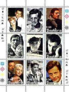 BASHKIRIA - 1999 - Film Stars - Perf 9v Sheet - Mint Never Hinged-Private Issue