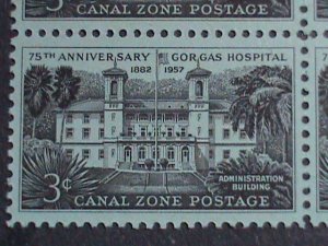 CANAL ZONE STAMP-1957 SC#148-75TH ANNIV: OF GORGAS HOSPITAL MNH BLOCK OF 4