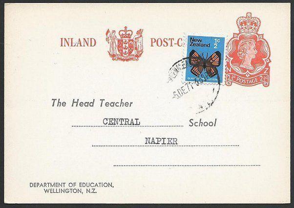 NEW ZEALAND 1971 Education Dept postcard uprated with ½c butterfly.........47481