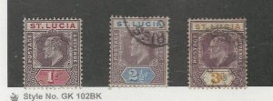 St. Lucia, Postage Stamp, #44-46 Used, 1902-03, JFZ