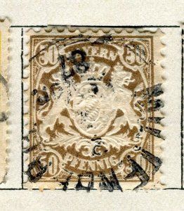 GERMANY; BAVARIA 1880s classic Perf fine used 50k. value Postmark