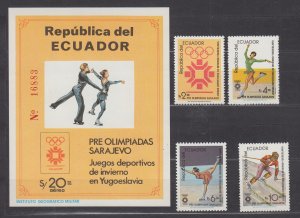 Z4483, JL Stamps 1984 ecuador mnh set + better s/s #1054-57a sports