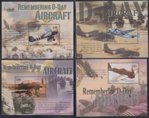 LIBERIA Sc# LIB021 MNH SET 4 SOUVENIR SHEETS, REMEMBERING D-DAY