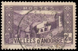 French Andorra 57 - Used - 2.15fr Meritxell Chapel (1938) (2023 cv $66.60)