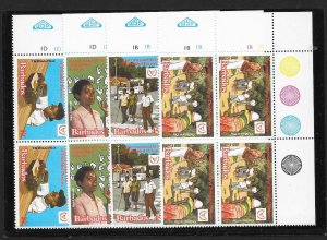 BARBADOS Sc#543-546 Complete Mint Never Hinged Set PLATE BLOCKS of 4