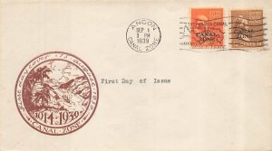 CANAL ZONE #118/119 PREXY OVERPRINTS FDC 1939 - 1st SB cachet