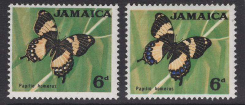 JAMAICA SG223a 1964 BUTTERFLY 6d BLUE OMITTED MNH