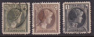 Luxembourg (1926-28) Sc 160, 175, 178 used