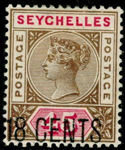 SEYCHELLES SG26, 18c on 45c brown & carmine, M MINT. Cat £11.