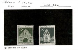 Germany, Postage Stamp, #940, 945 Mint NH, 1966 Architecture (AB)
