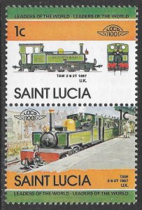 St. Lucia Scott 674 MNH 1c Se Tenant Train Issue of 1984, TAW 2-6-2T