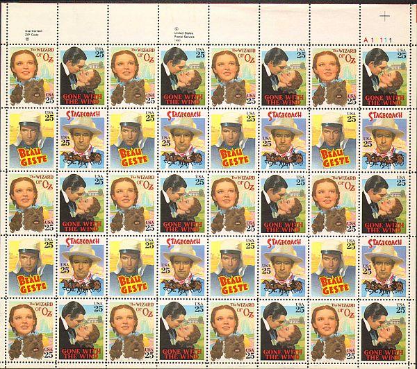 US #2445-48 Mint Sheet Classic Films 