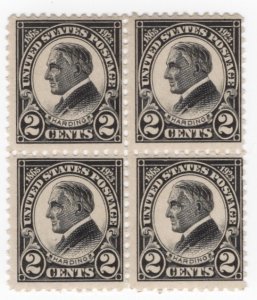 US Scott 610 2¢ Harding MNH block of 4
