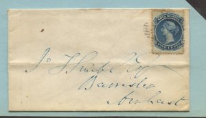 Nova Scotia QV 1860 5 cents on Oct 27th 1862 cover from Halifax to Amherst