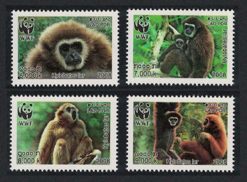 Laos WWF White-handed Gibbon 4v SG#2021-2024 SC#1738a-d MI#2062-2065