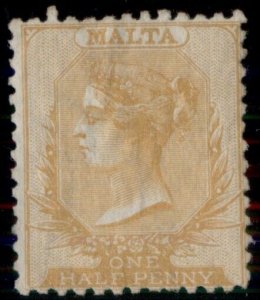 MALTA #5a, ½ p yellow buff, p. 12 ½ , unused no gum, VF, signed Bloch Scott $425