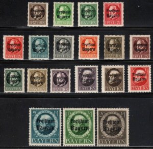 Bavaria #193-211 ~ Cplt Set of 19 ~ Unused, MX Condition & Hinge (1919-20)