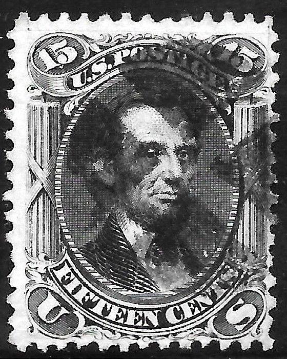 #77 VF USED 15¢ ABRAHAM LINCOLN with FANCY Cancel 1866  FRESH! (REM #77-81)