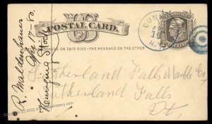 USA 1880 Dunkirk New York Blue Cancel Postal Card Cover 96361