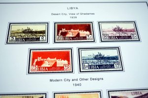 COLOR PRINTED ITALIAN LIBYA 1912-1942 STAMP ALBUM PAGES (24 illustrated pages)