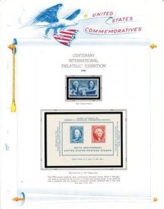 U. S. 1947 Commemorative Mint NH Year Set on White Ace Album Pages - 2 Scans