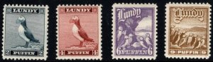 Assorted Vintage Great Britain Lundy Island Pictorials 2,4,6 + 9 Puffins Set/4