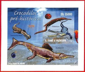 A3243- SAO TOME & PRINCIPE, ERROR IMPERF Souvenir s: 2010 Prehistoric Crocodiles